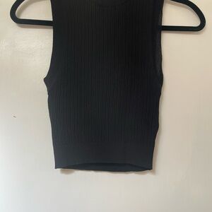 Zara Black Ribbed Fitted Tank Top